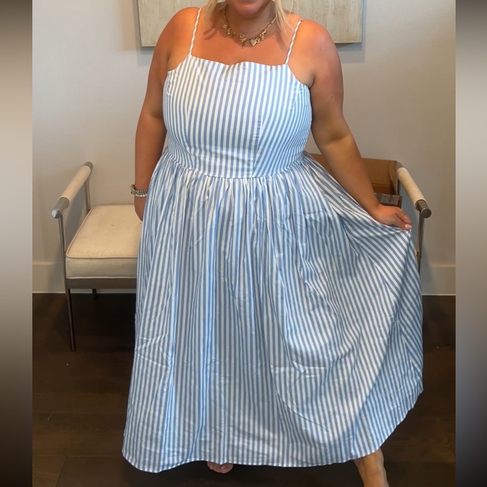 Blue and white pin stripe dress